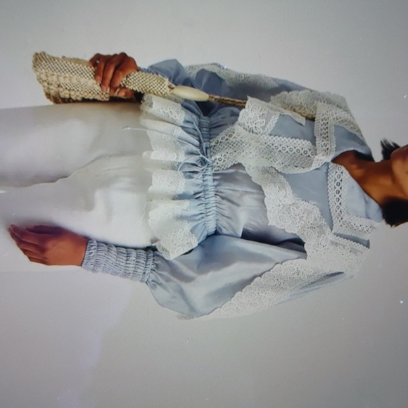 Alemais Mara Blue Lace Trim Blouse